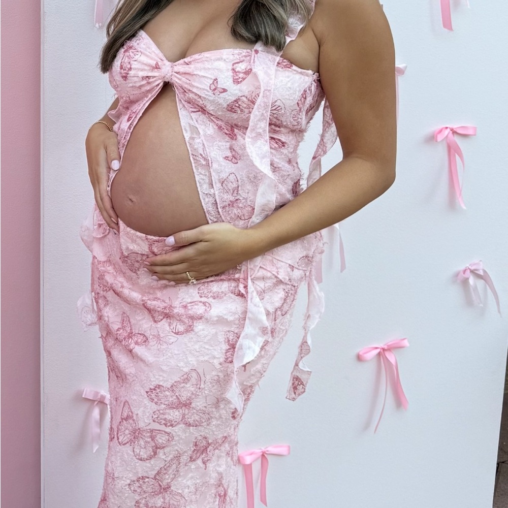 Beginning Boutique Pink Butterfly Maxi Skirt and Top Set